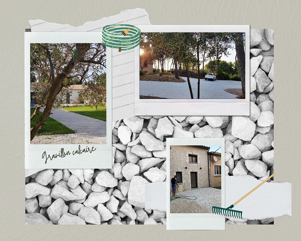 Sac +/- 20 kg = 0,4M²Gravillons blanc calcaire 6/16 - 3