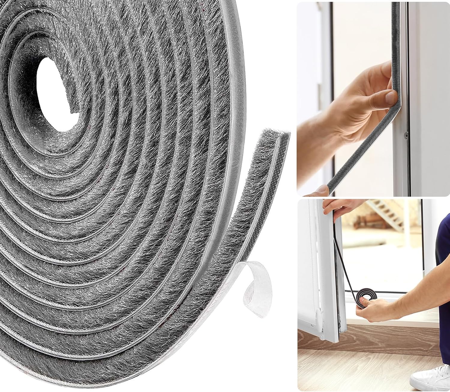 Uszczelka okienna, izolacja przed zimnem, uszczelka drzwi wejściowych, 10 m x 9 mm x 5 mm, idealna do izolacji przed hałasem i wilgocią – szara