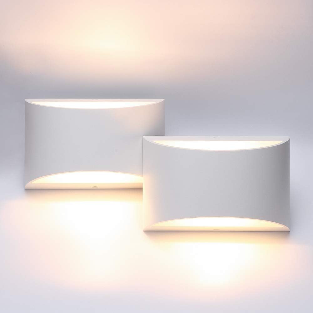Aplikacja murale LED blanche moderne pour intérieur - Convient pour le salon, la chambre, le couloir - Lot de 2, blanc chaud