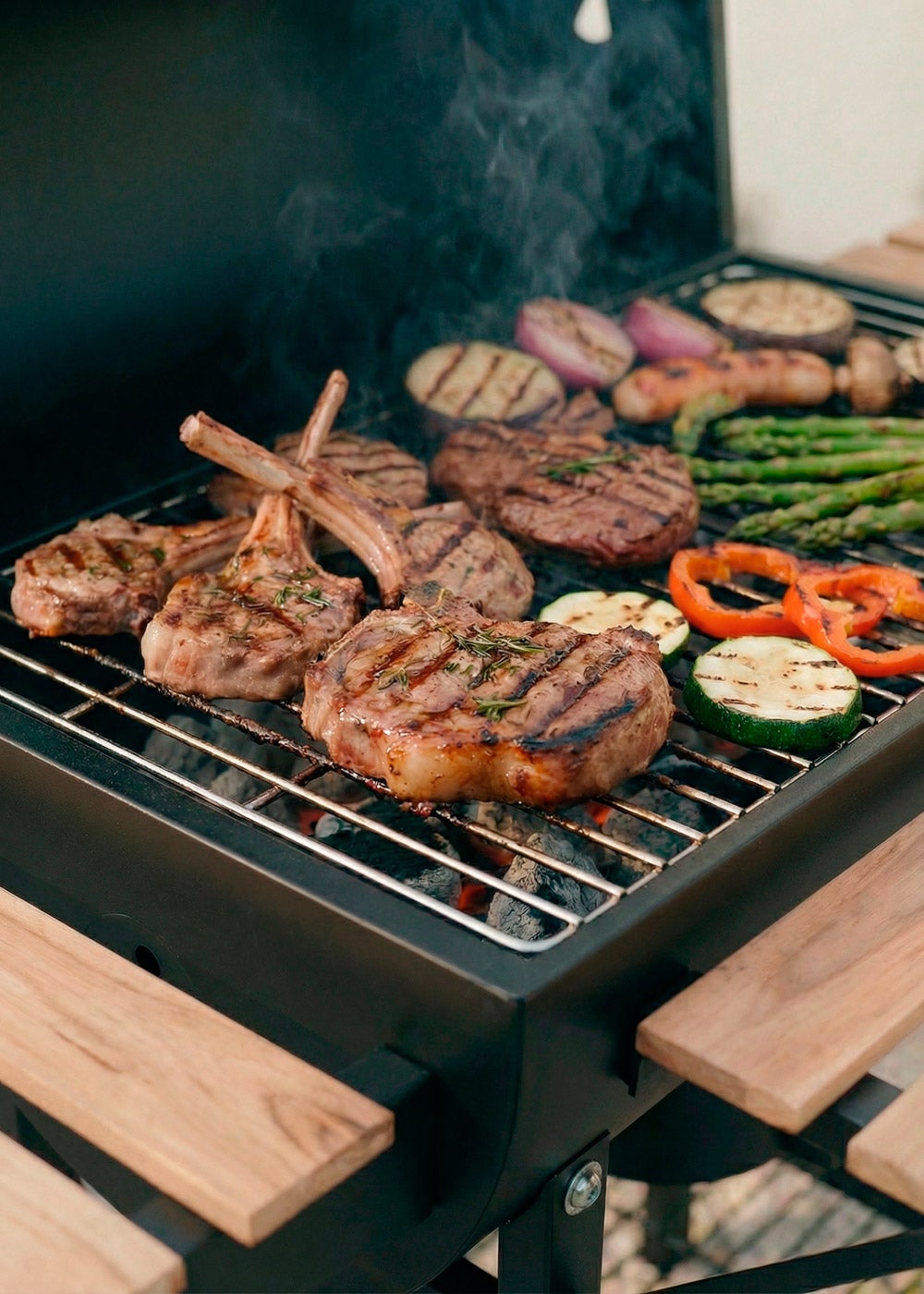 CREATE - BBQ SMOKEY EASY - Barbecue fumoir au charbon, sur roulettes - Noir - 3