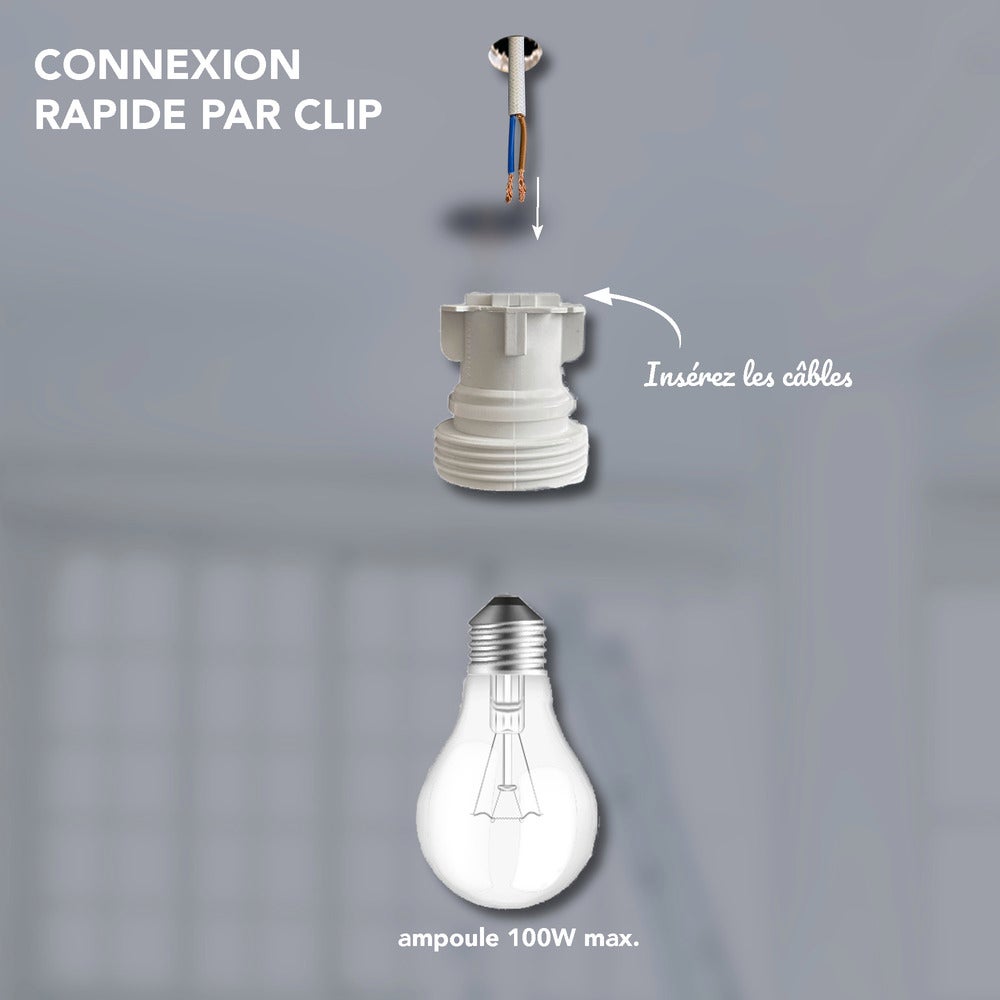 Lot de 10 douilles de chantier E27 à connexion rapide- Tibelec - 5