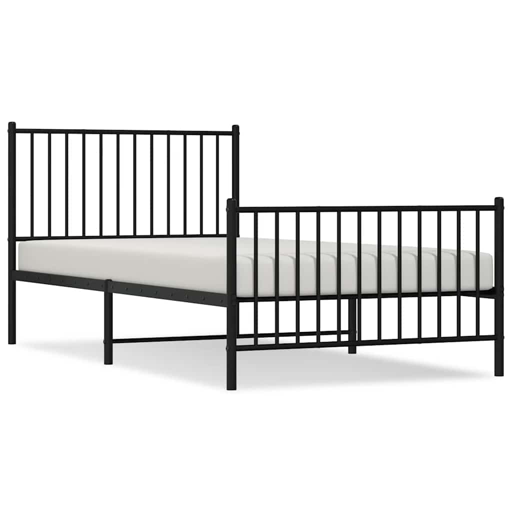 Łóżko Metalowe Czarne Rama Łóżka Ze Stelażem Do Pokoju Sypialni 100x200cm