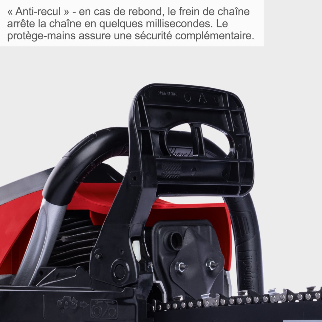 Scheppach Tronçonneuse thermique PCS56 - 56 cm³ - moteur 2 temps - longueur 51 cm - Ø de coupe max 47 cm - vitesse de coupe 22m/s - réservoir 0,55L - 5