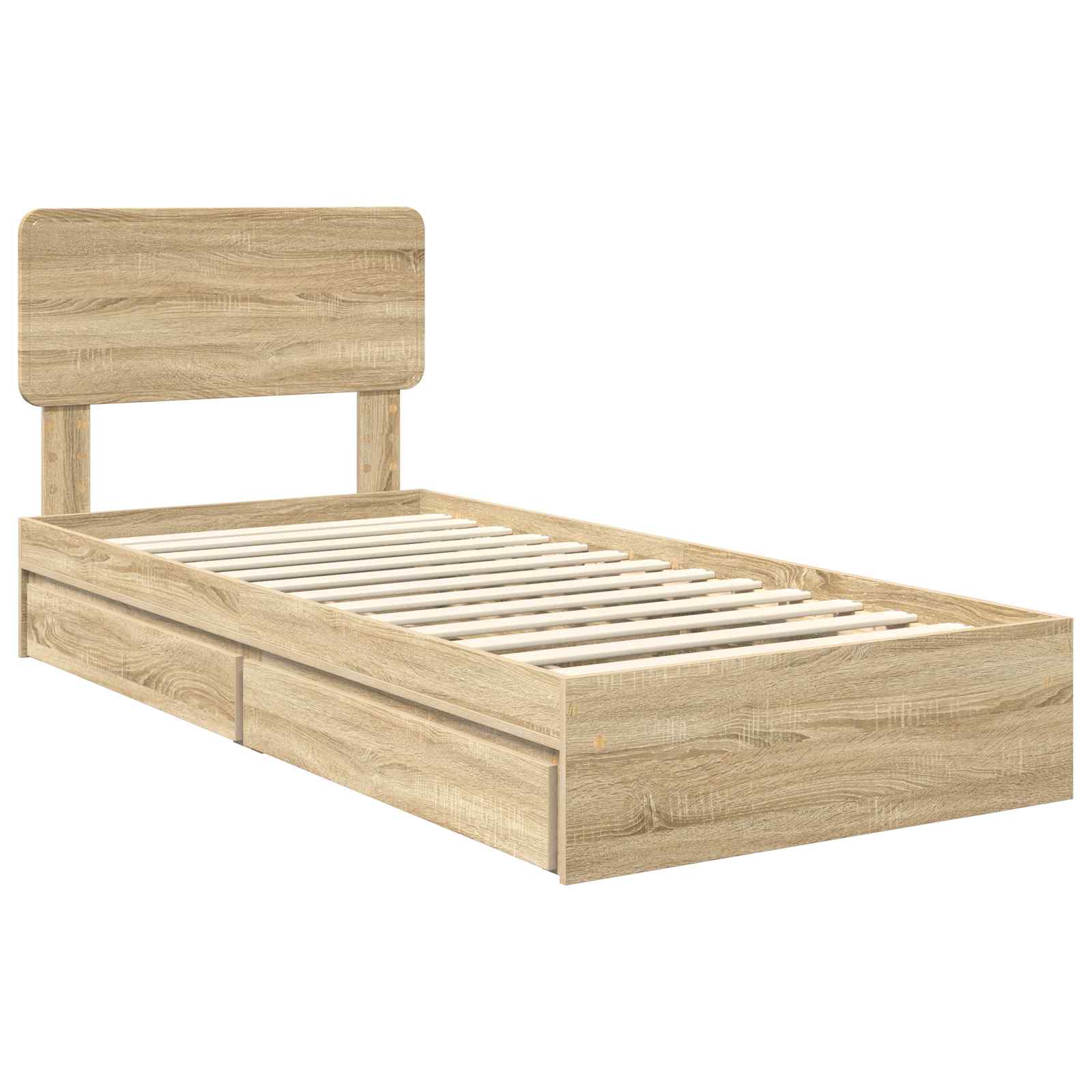 Lit de rangement chêne 75 x 190 cm panneau de bois - 4