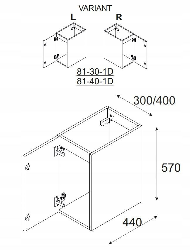 Szafka łazienkowa OCEAN 30 cm czarna dąb olejowany front 3D MDF wisząca pod blat - 4