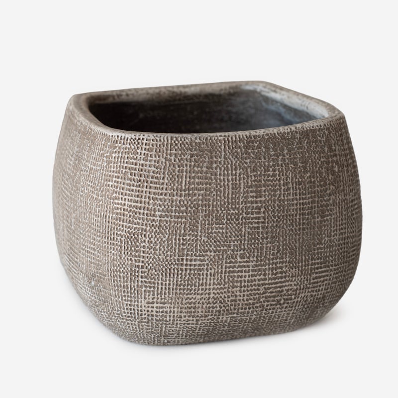 KWADRATOWA BEŻOWA DONICZKA CERAMICZNA 15x15x11,5 CM