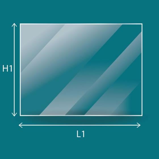 Vitre Godin SUPERCHAUFF - Verre Rectangle pour insert - 605 x 390 mm (L1 x H1) - 4 mm
