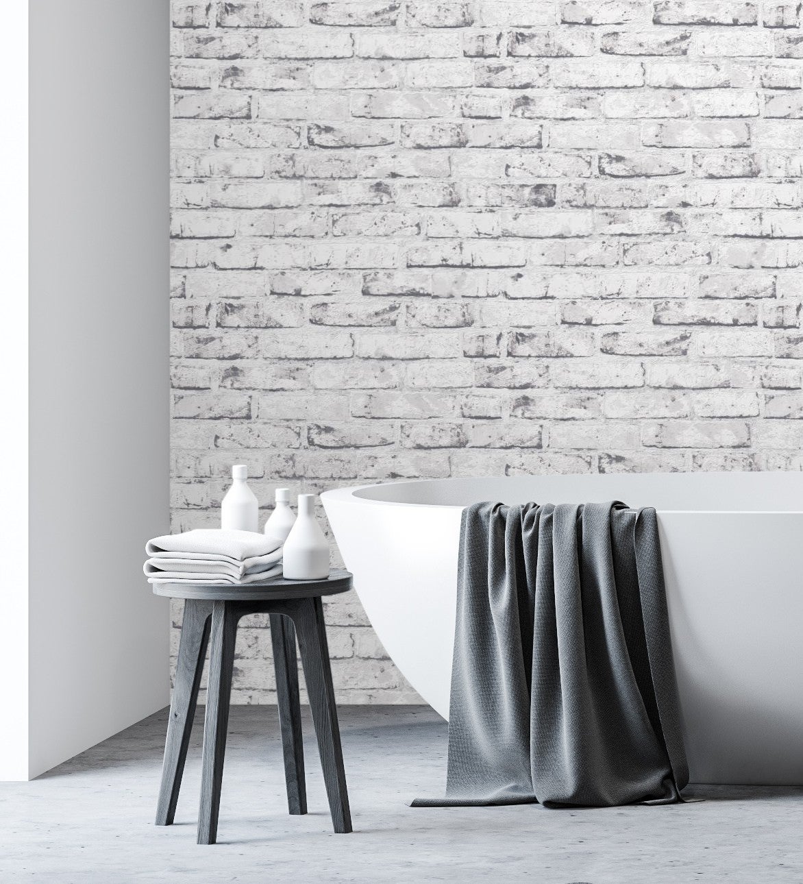 Papel pintado vinílico lavable efecto ladrillo vintage blanco y gris relieve 3D - Nevada 453171 de GAULAN - Rollo de 10 m x 0,53 m - 5