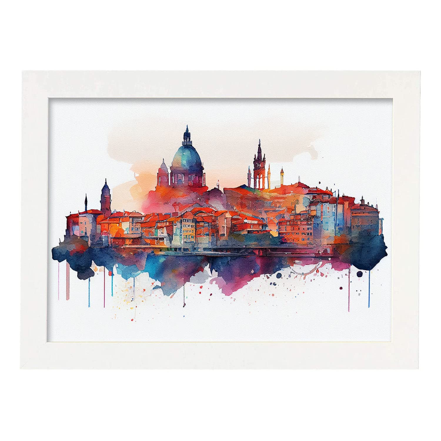 Nacnic poster de porto en estilo acuarela ilustraciones a todo color de ciudades y monumentos del mundo diseño moderno y a3 con marco blancos