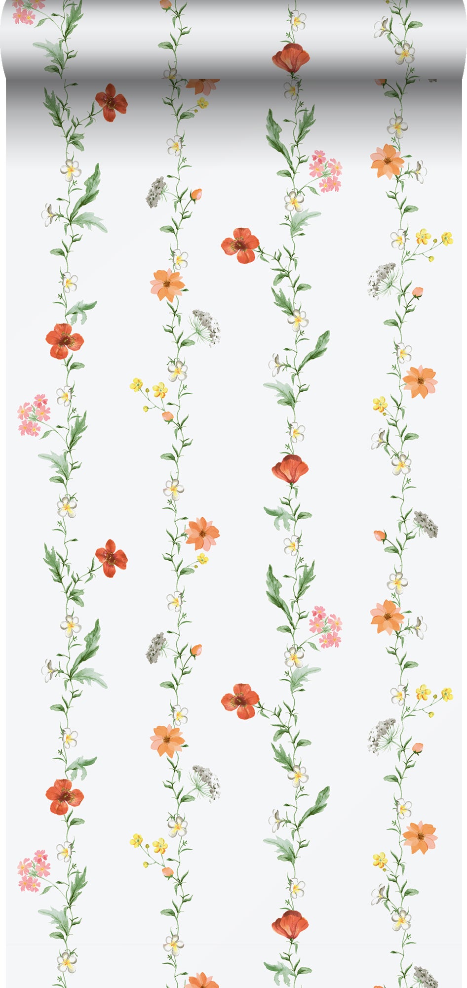 Tapeta kwiaty pomarańczowym,zielonymIbiałym - 53 cm x 10 m - SANDERS &amp; SANDERS