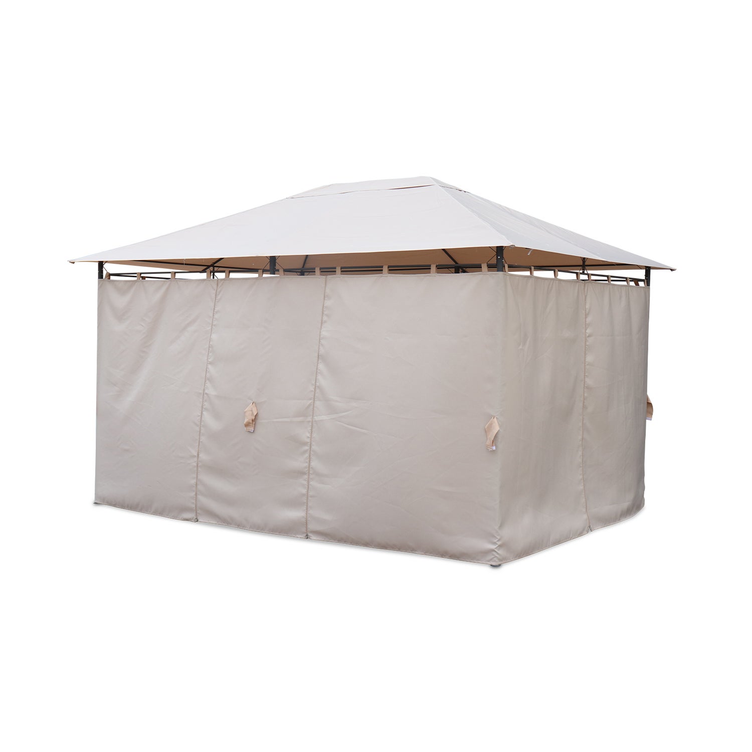 Gazebo de jardín 3x4m con cortinas Beige - 367x267x262 cm - 7