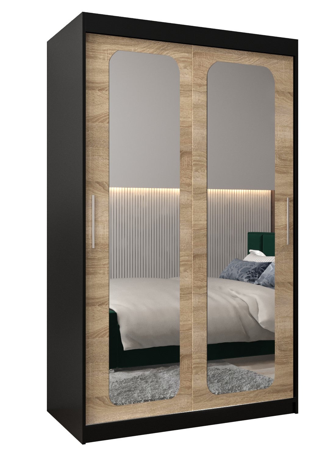 Szafa przesuwna garderoba PROMO T3 120 x 62 x 200 cm Czarny + Sonoma - Abiks Meble