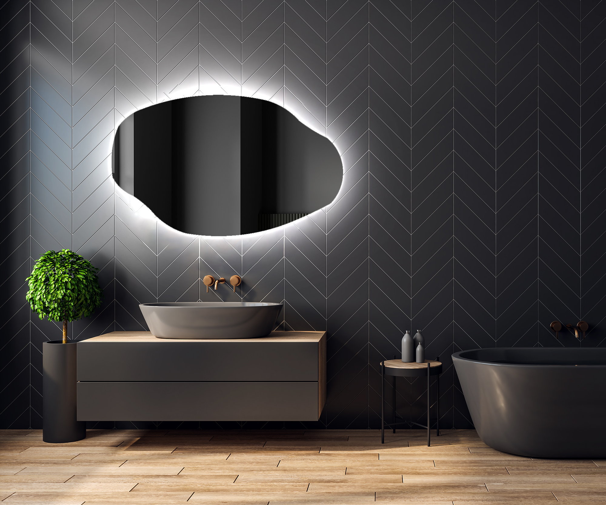 Miroir avec LED Illumination Salle de Bain (134x84cm) LED Lumineux Miroir avec Éclairage (OBK221) Blanc Froid 7000K - 3