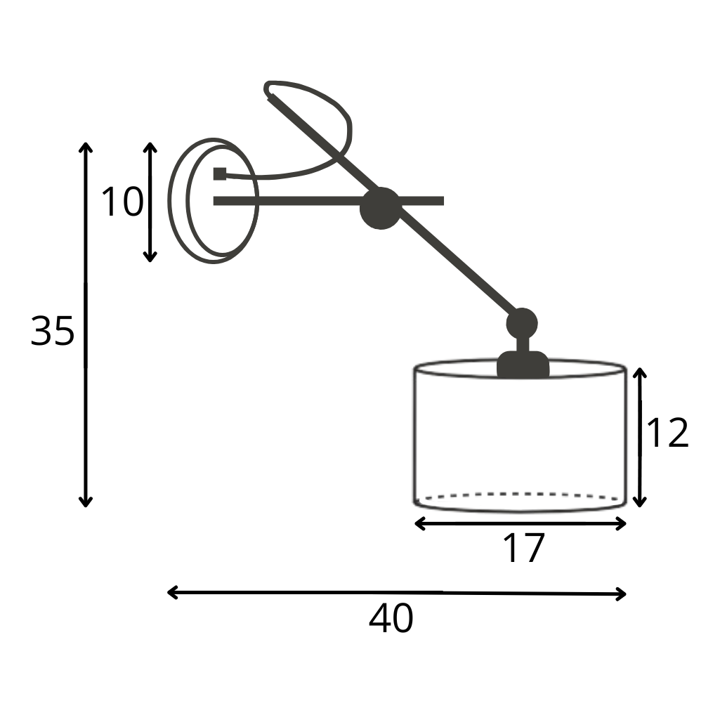 Kinkiet przegubowy lampa ścienna lampa na ścianę regulowany z abażurem walec MODERN - 5