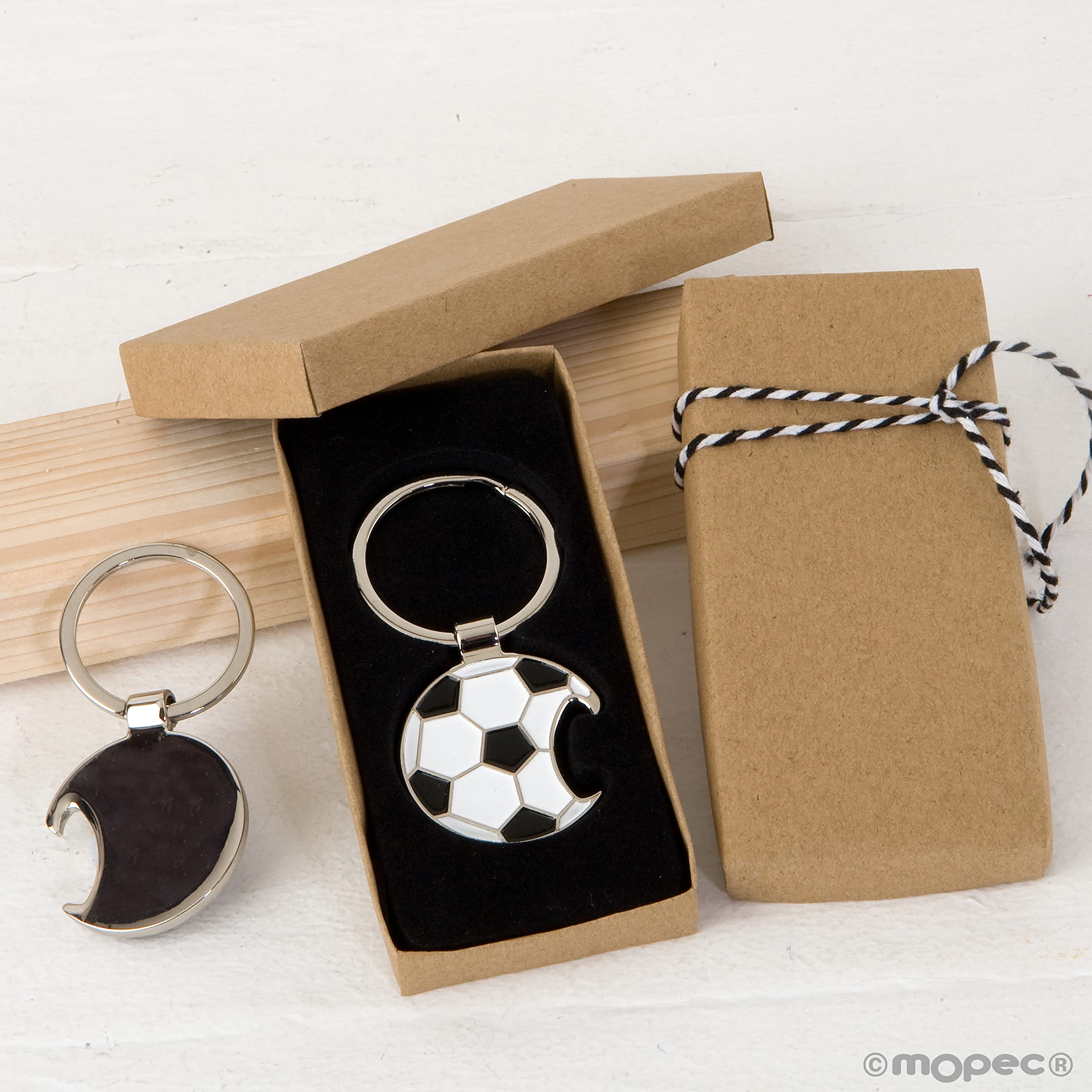 Mopec- MA258 - Portachiavi / apribottiglie a forma di pallone da calcio, in scatola regalo decorata, multicolore - 3