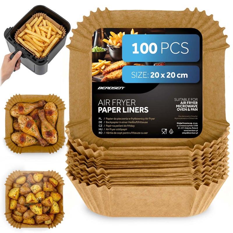 Papier do pieczenia Berdsen wkładki do frytkownicy 100 szt forma Airfryer 20 cm