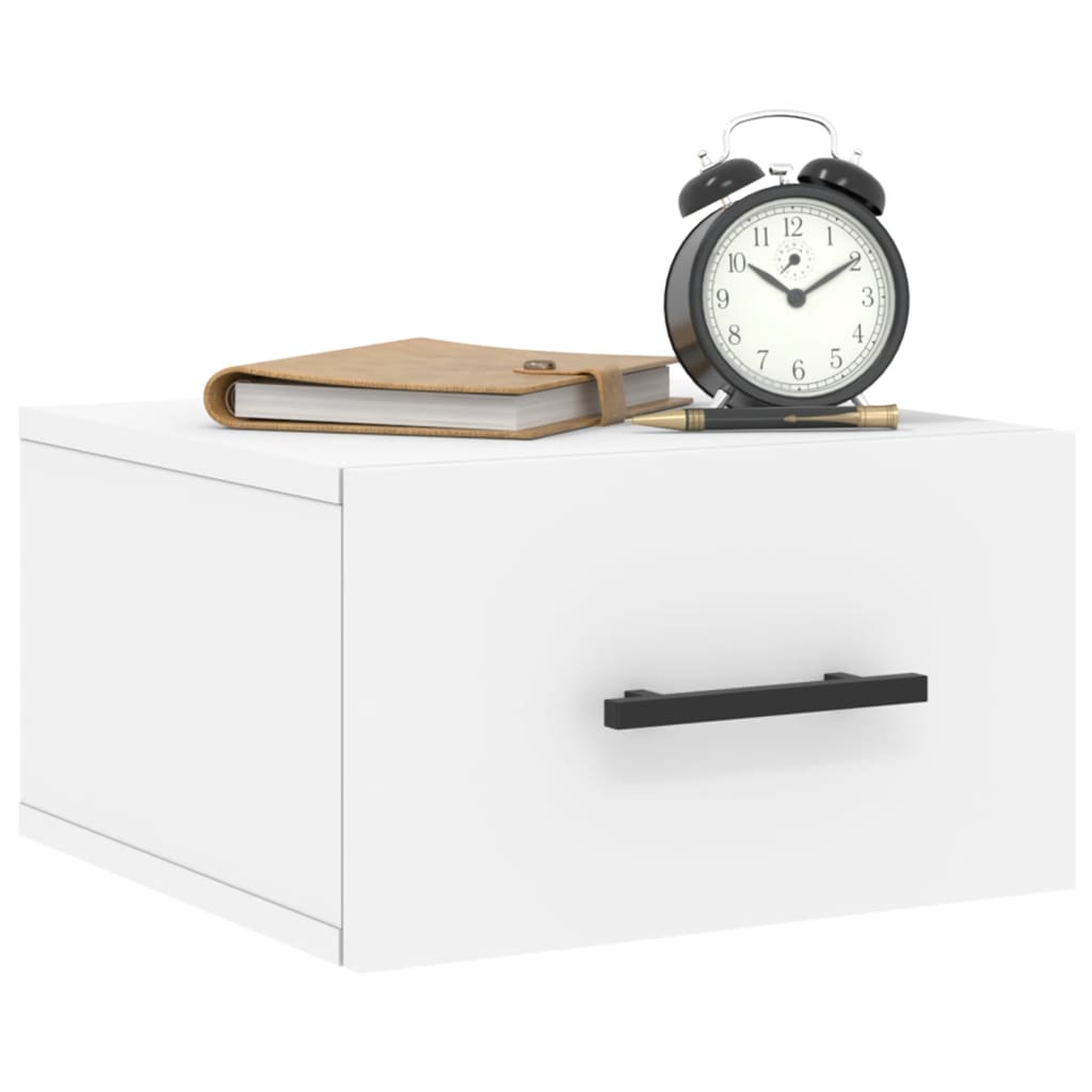 Mesita de noche de pared，Mesilla de noche flotante blanco 35x35x20 cm CFW36860 - 3