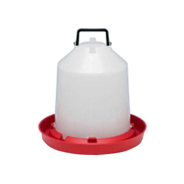 Abbeveratoio rosso per polli da 3 litri. Diametro 23 cm x altezza 22 cm