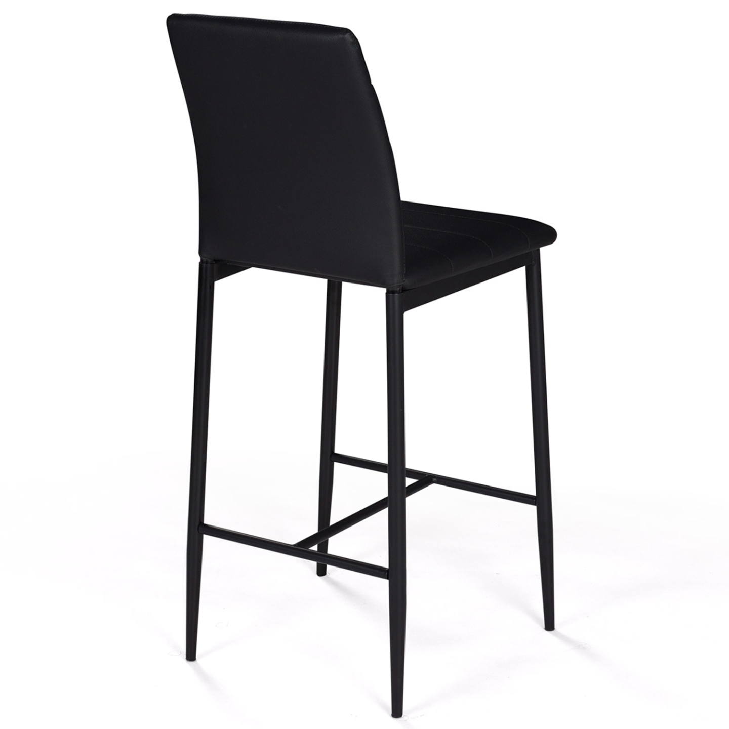 Lot de 4 tabourets ROMANE en PVC noir design contemporain chaises de bar rembourrées - 5