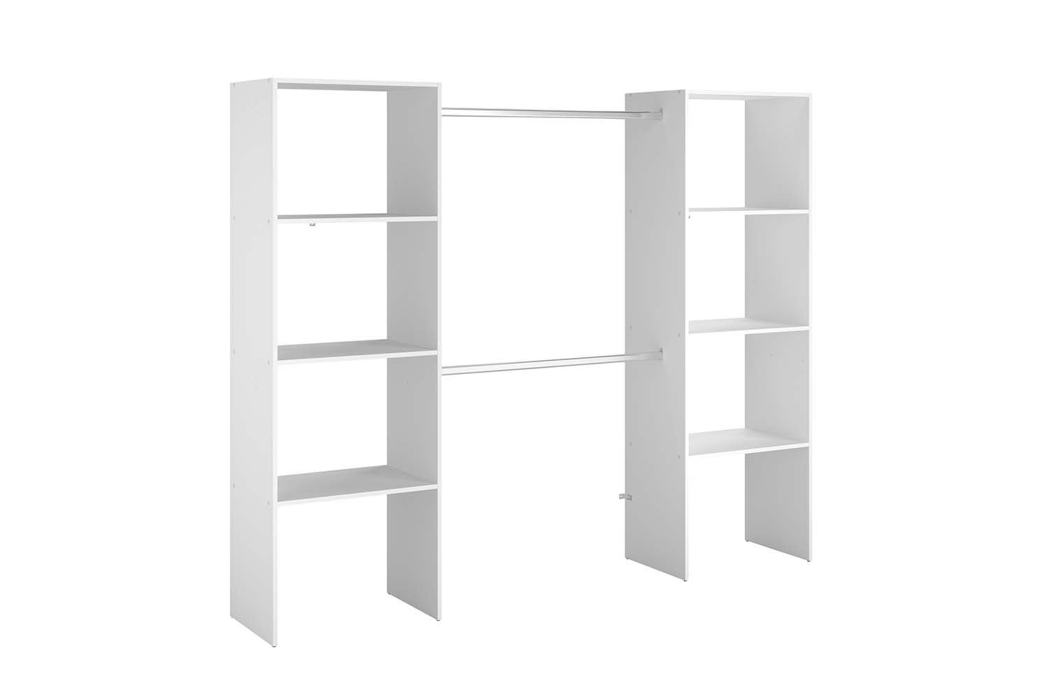 Dressing blanc 6 étagères, 2 penderies 220 x 40 x 180 cm ELYSEE - 3
