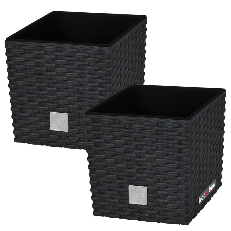 2x donica doniczka 6,8 l ogrodowa balkonowa taras kwiaty rattan wkład ogród - KOTARBAU