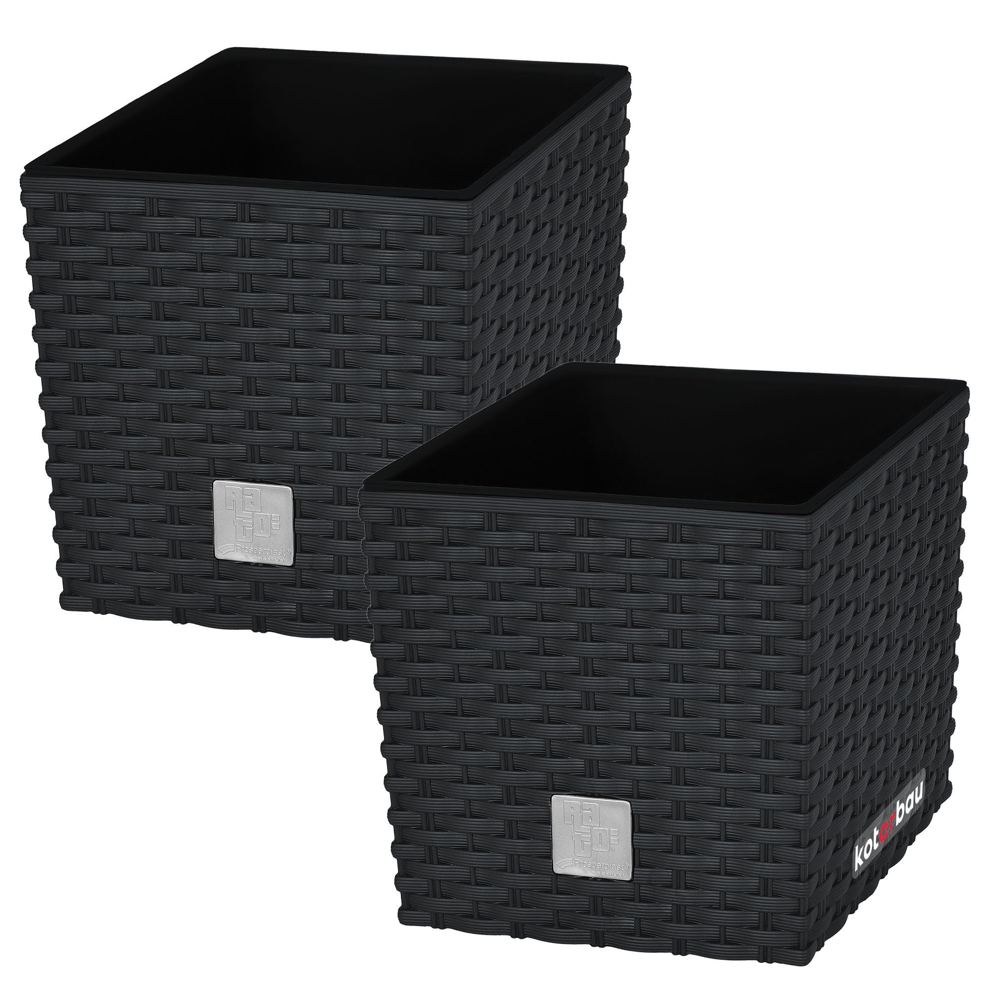 2x donica doniczka 4 l ogrodowa balkonowa taras kwiaty rattan wkład ogród - KOTARBAU