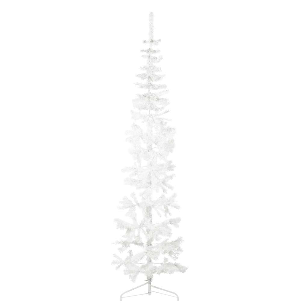 Sztuczna choinka smukła, półstojak, biała, 210 cm - COMFORTXL