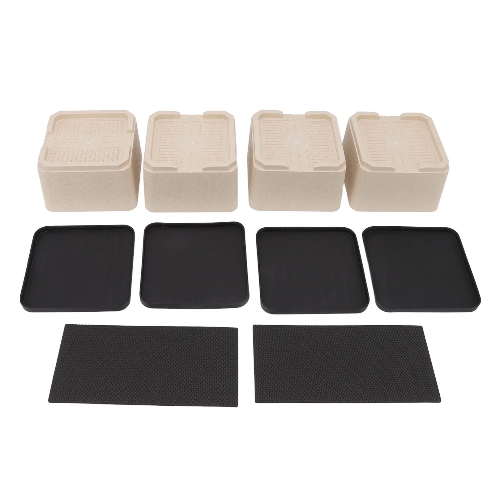 Juego de elevadores de cama de plástico con cojín superior y elevadores de goma inferiores para cama y muebles para refrigerador