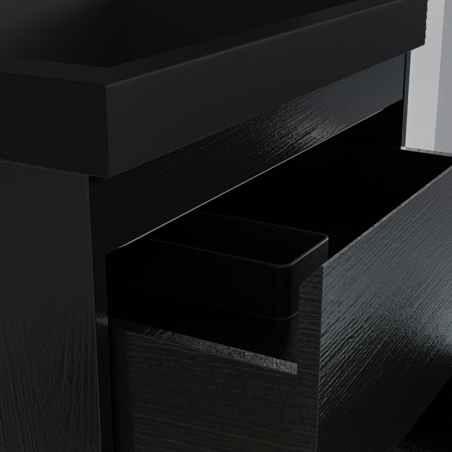 Ensemble meuble vasque 60 cm avec colonne - LOMAZOO Avalon - chêne noir - lavabo noir - 4