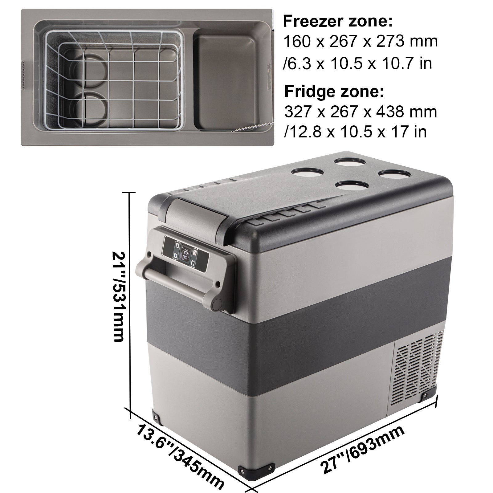 Frigorifero auto 49L,SucceBuy mini congelatore portatile con compressore,refrigeratore elettrico per auto,camion,uso esterno e domestico,argento - 2