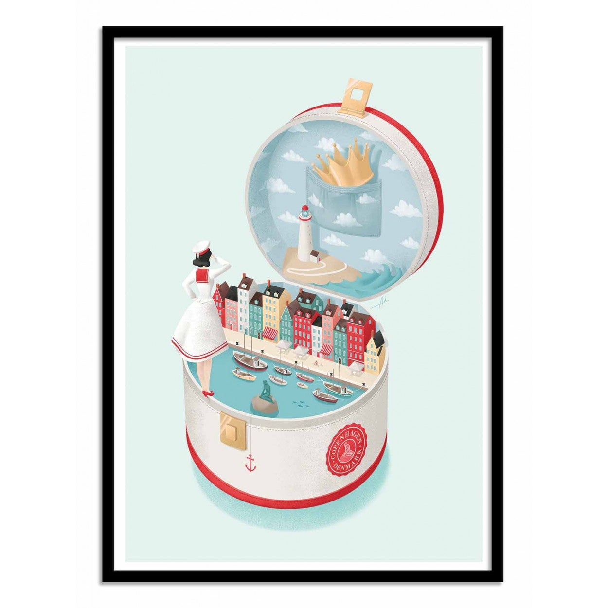 Art-poster - denmark - andrea de santis - con marco negro 50 x 70 cm