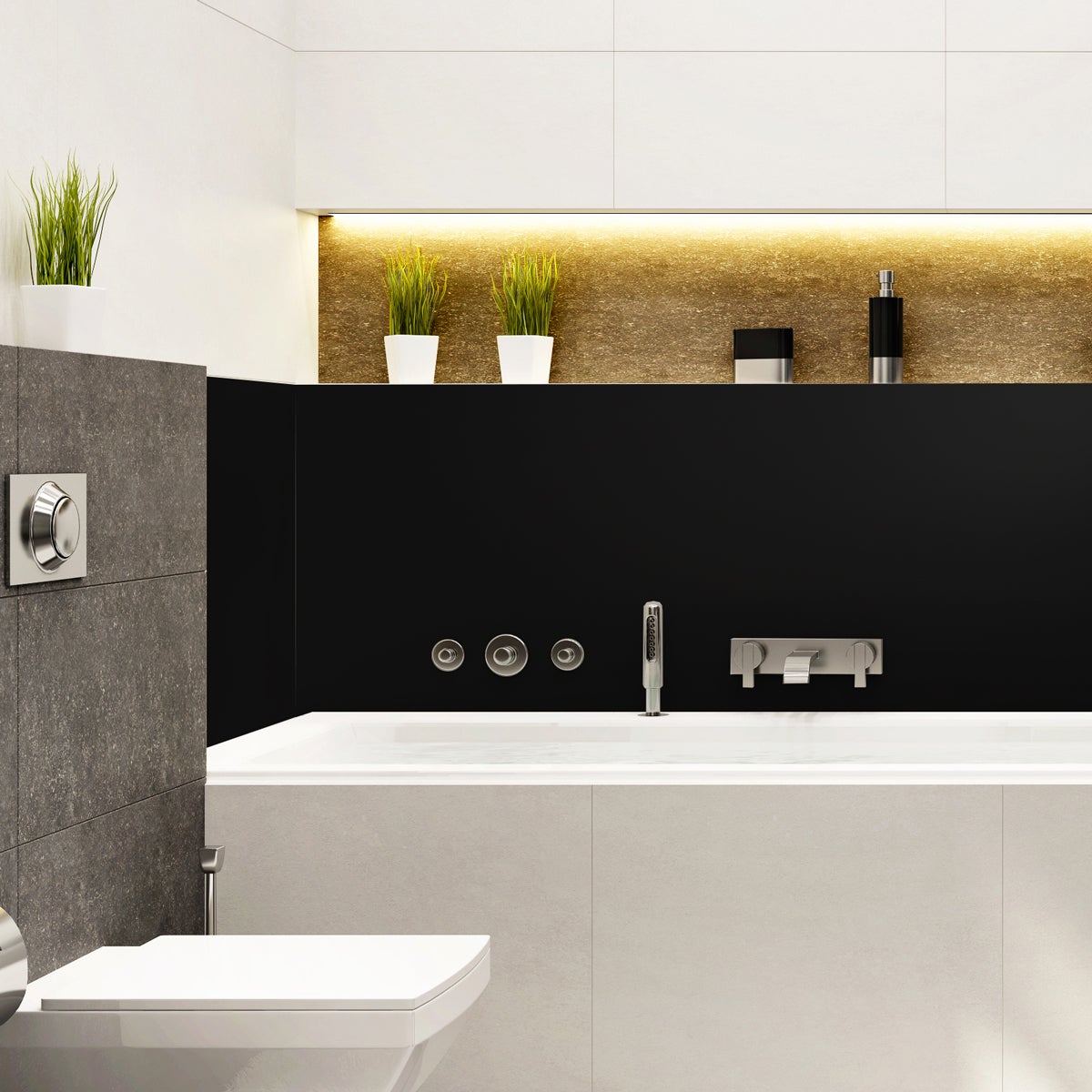 Rouleau adhésif décoratif Vinyle au Mètre - Sticker Lavable Imperméable Mur Cuisine Meubles - 60cmx2m - Noir - 5