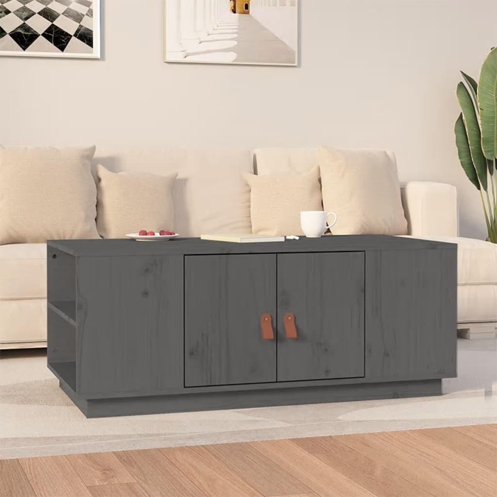 Stolik kawowy, szary, 100x50x41 cm, lite drewno sosnowe vidaXL