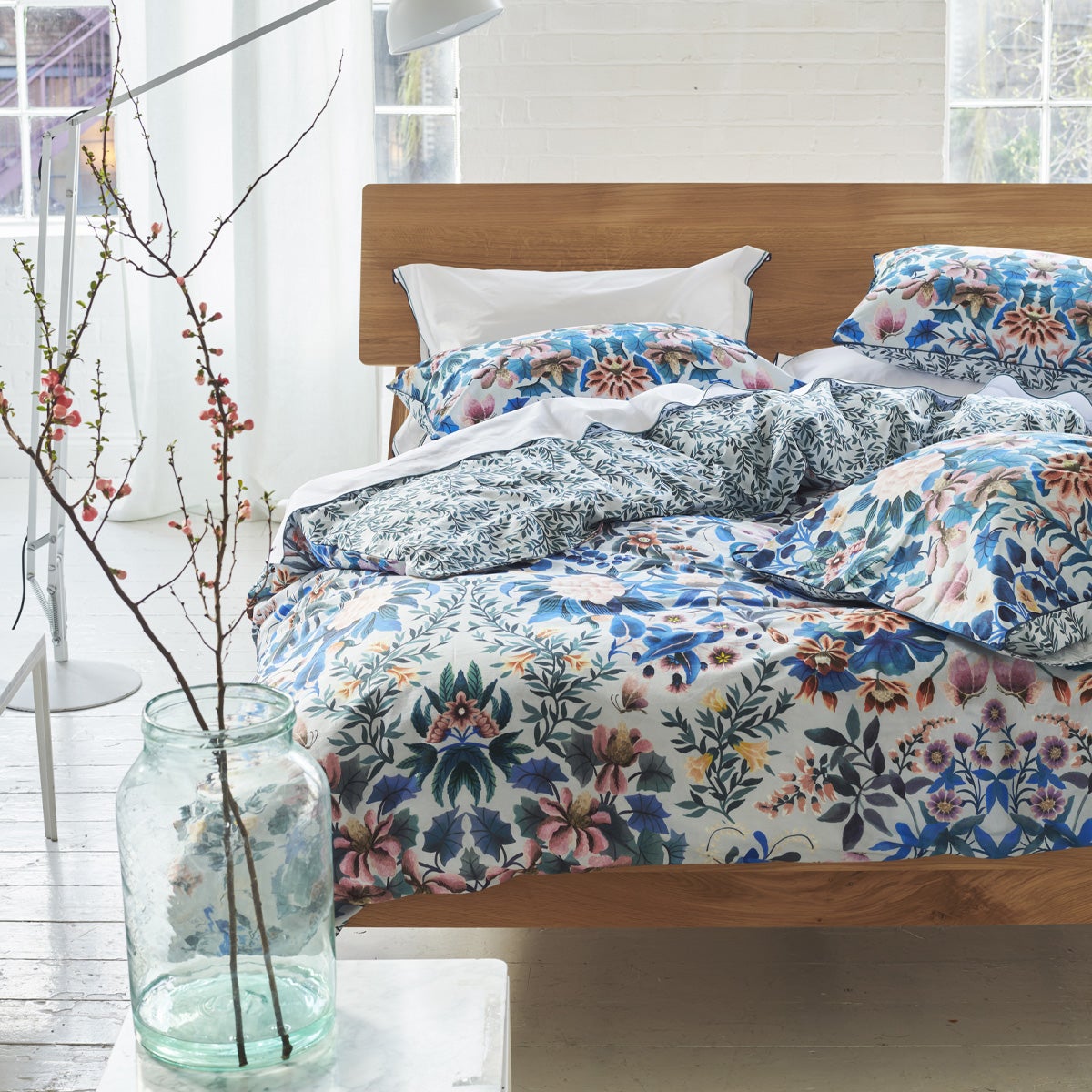 Taie d'oreiller imprimée en percale de coton, Ikebana Damask - 2