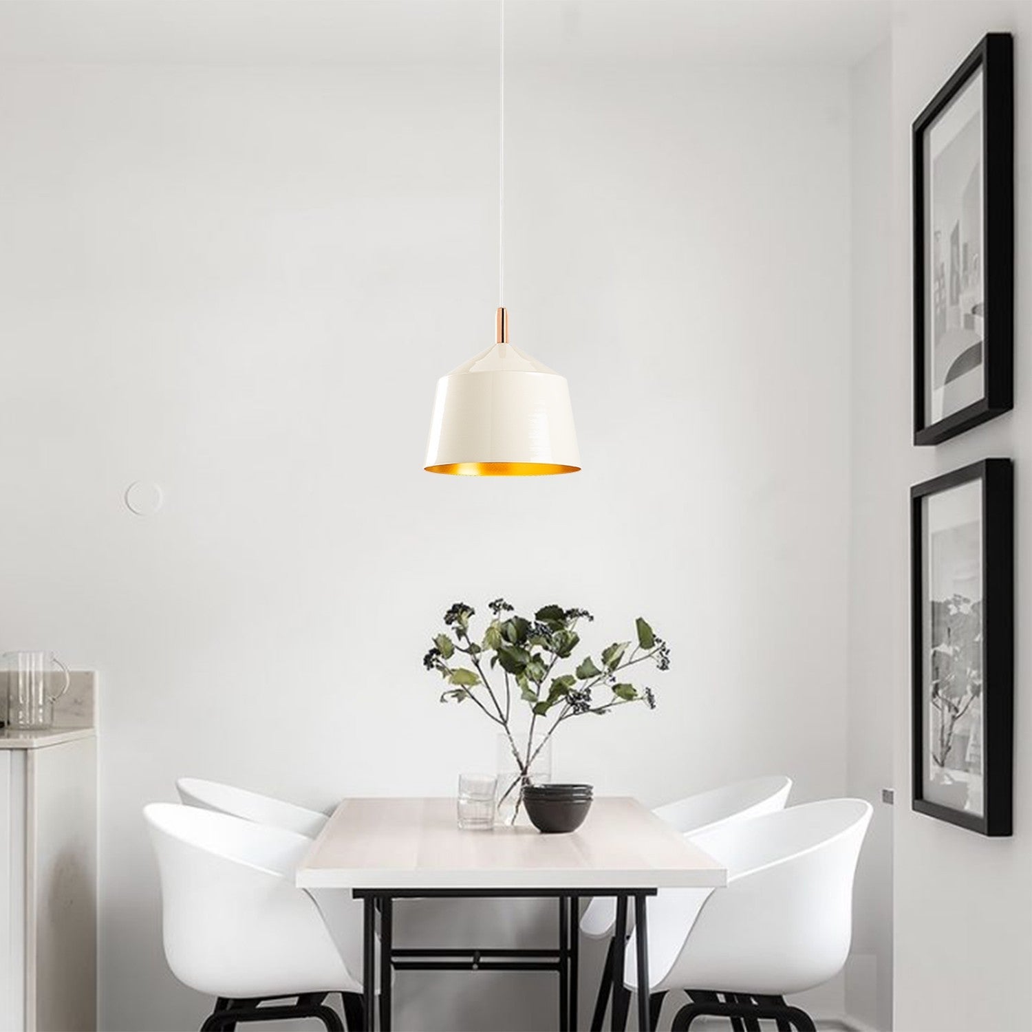 Lustra SAGLAM 3725, alb/auriu, metal, 25x38-124 cm