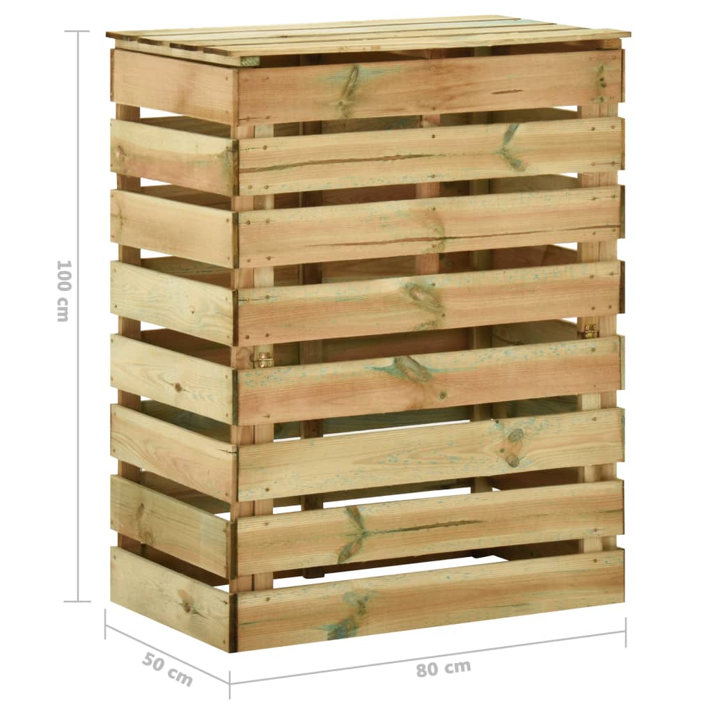 Composteur à lattes en bois de pin imprégné pour le jardin, 80 × 50 × 100 cm - 8