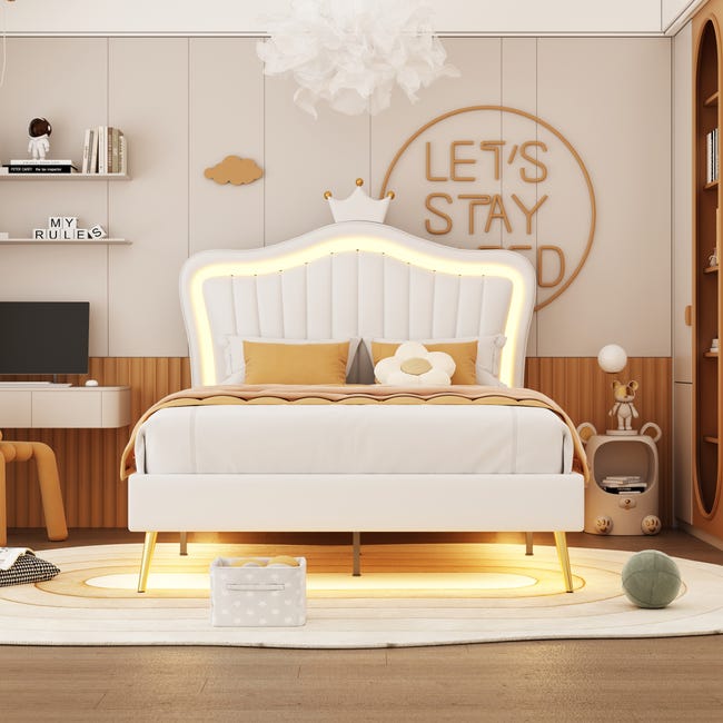 Letto Contenitore Imbottito 90 X 200 Cm In Tessuto Di Cotone - Con Funzione Di Ricarica E LED Ai Piedi Del Letto Grigio Letto Contenitore Imbottito 90 X 200 Cm In Tessuto Di Cotone - Con Funzione Di Ricarica E LED Ai Piedi Del Letto Grigio