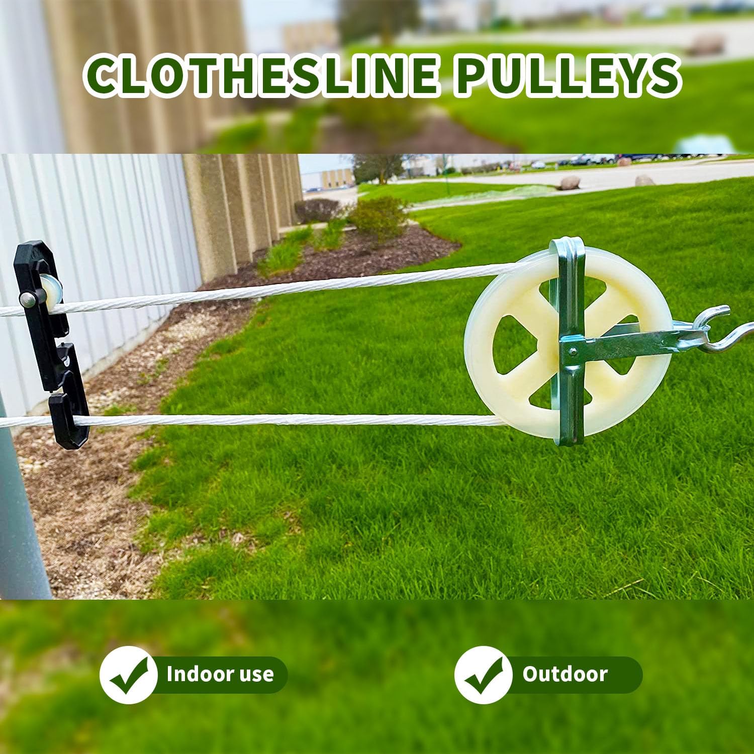 2 Pièces Poulie Corde Linge Renvoi Poulies avec Axe Aluminium Antirouille Résistant Aux Intempéries pour Famille Plein Air Ficelle D'extérieur - 3
