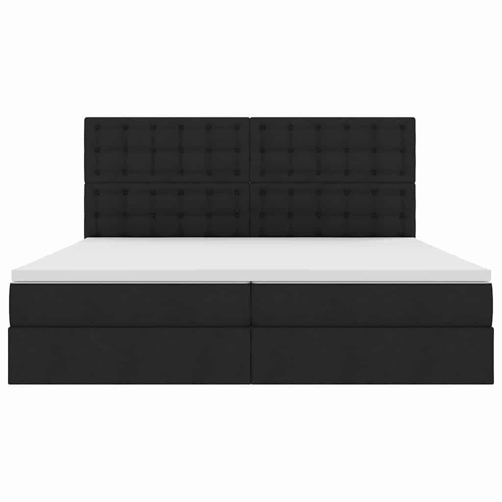Lit avec rangement et matelas noir 200 x 200 cm tissu - 7