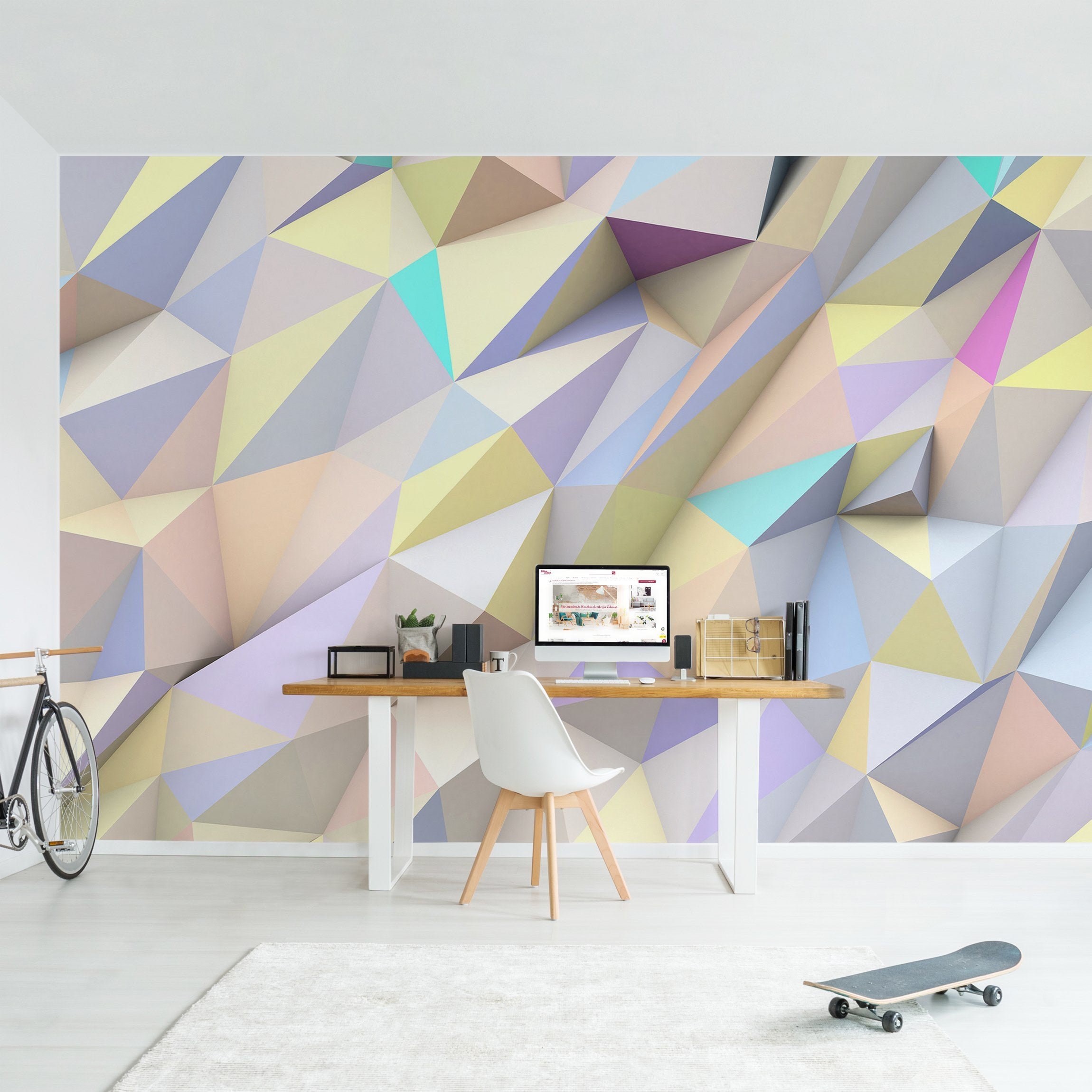 Papel pintado estampado 3d abstracto motivos geométricos 50 - dormitorio salón dormitorio cocina - tnt 432 x 290 cm adhesivo