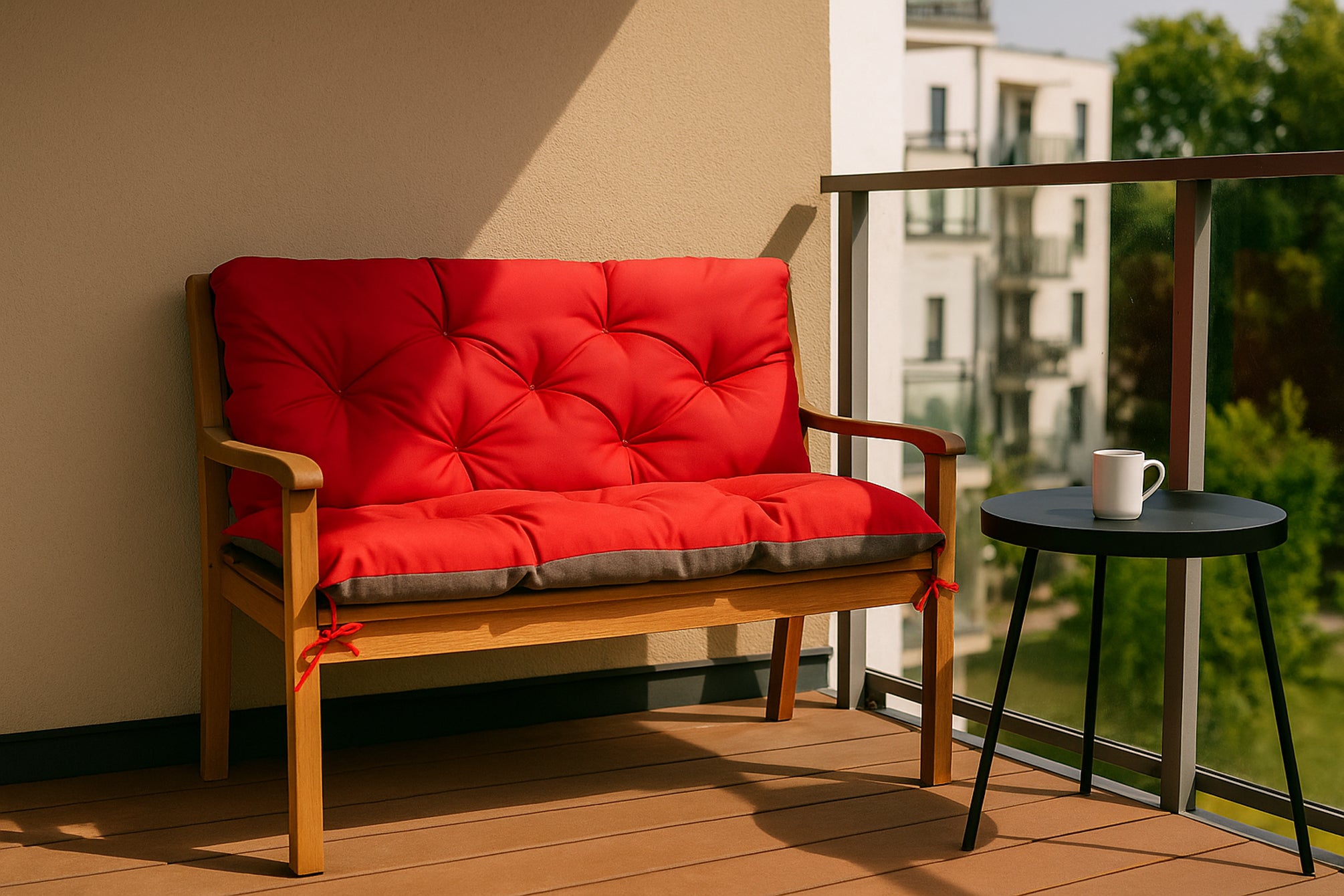 Coussin pour banc de jardin 120x60x50cm, coussin de jardin Rouge, coussin de banc extérieur, coussin de banc de jardin, coussin de balançoire - 4