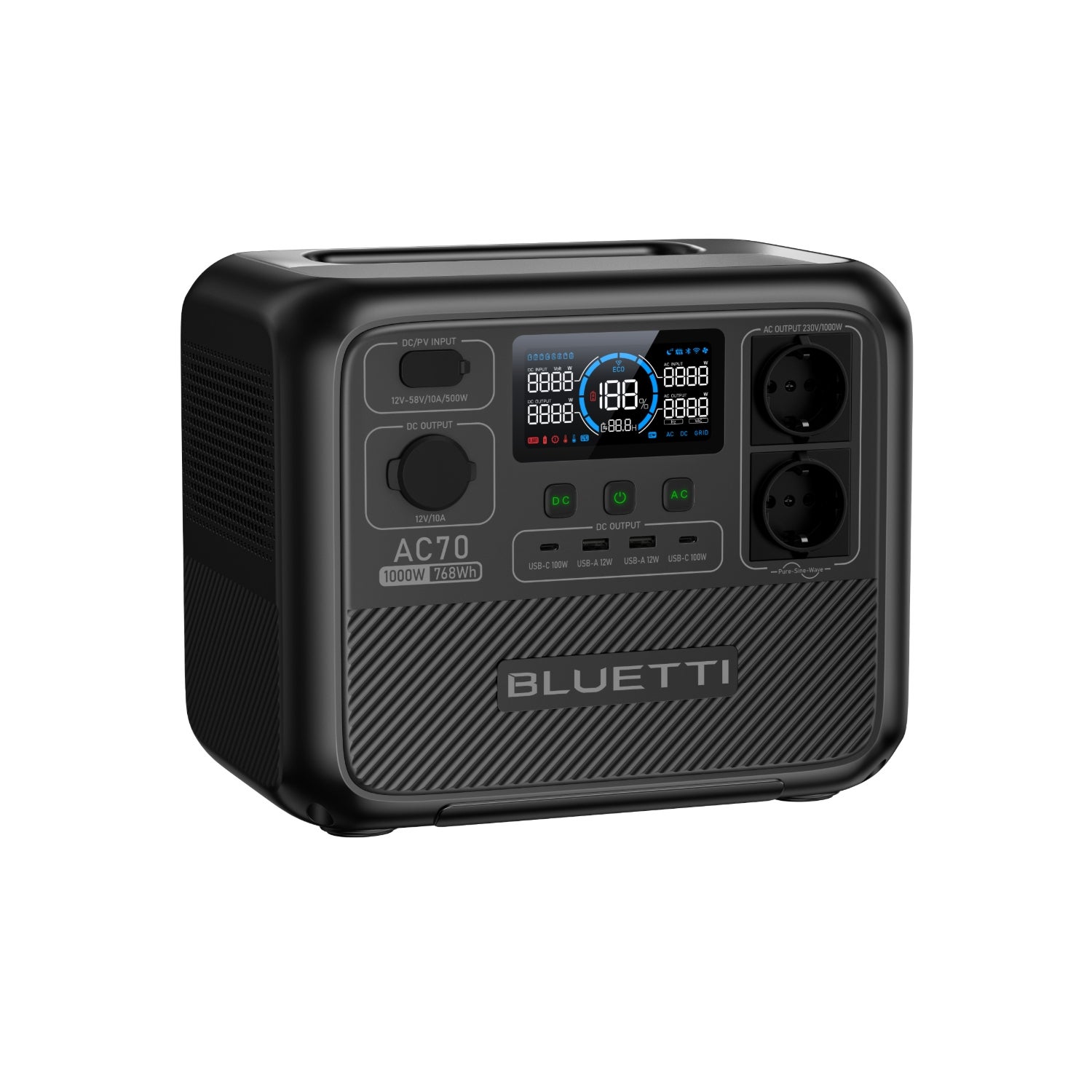 Bluetti  Generador Eléctrico Portátil Ac70, Respaldo De Batería Lifepo4 De 768Wh 1000W Para Viajes De Invierno Clara , Leroy Merlin