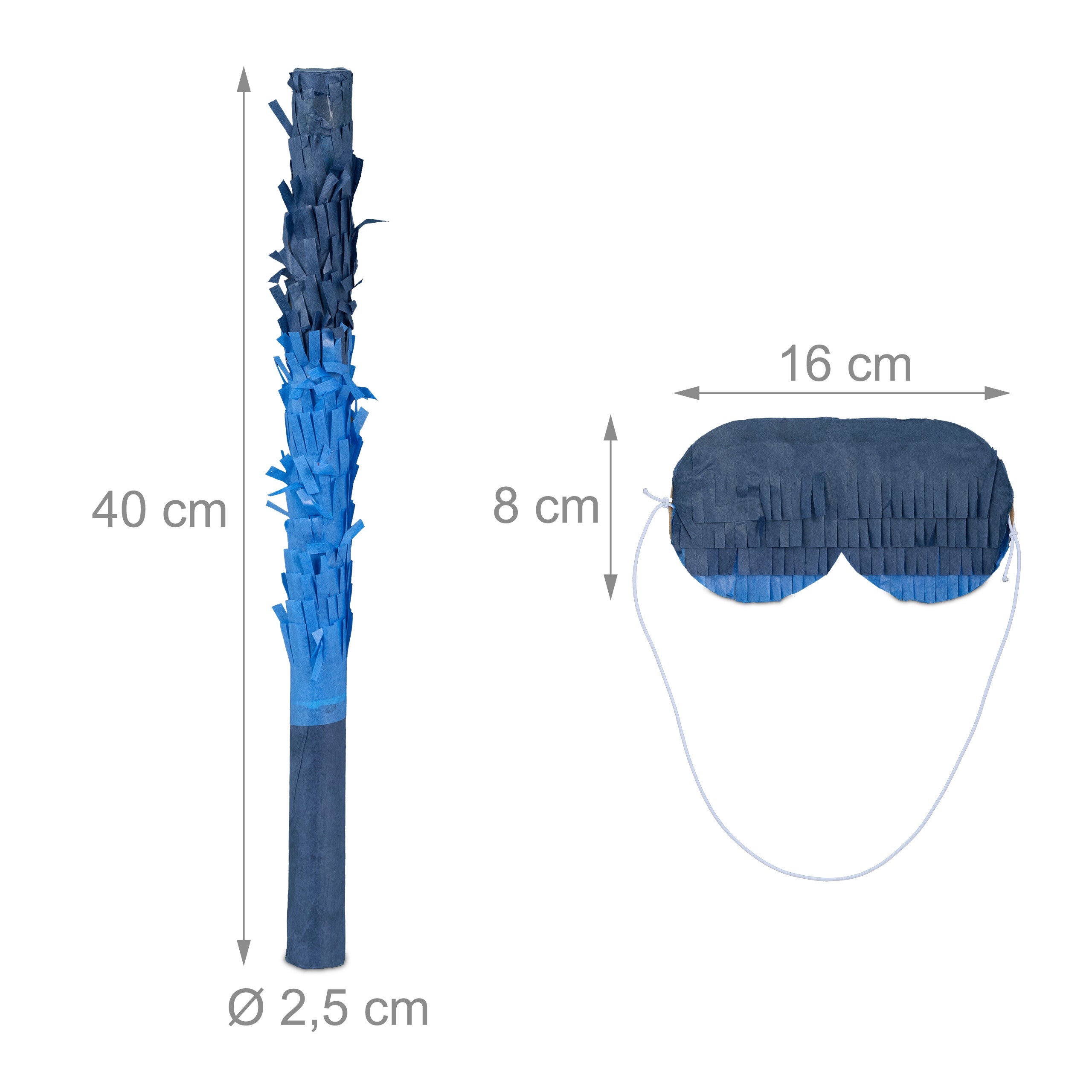 Piñata en forme de voiture de police, bâton et masque, HLP : 22 x 50 x 16 cm, bleu, Relaxdays - 5