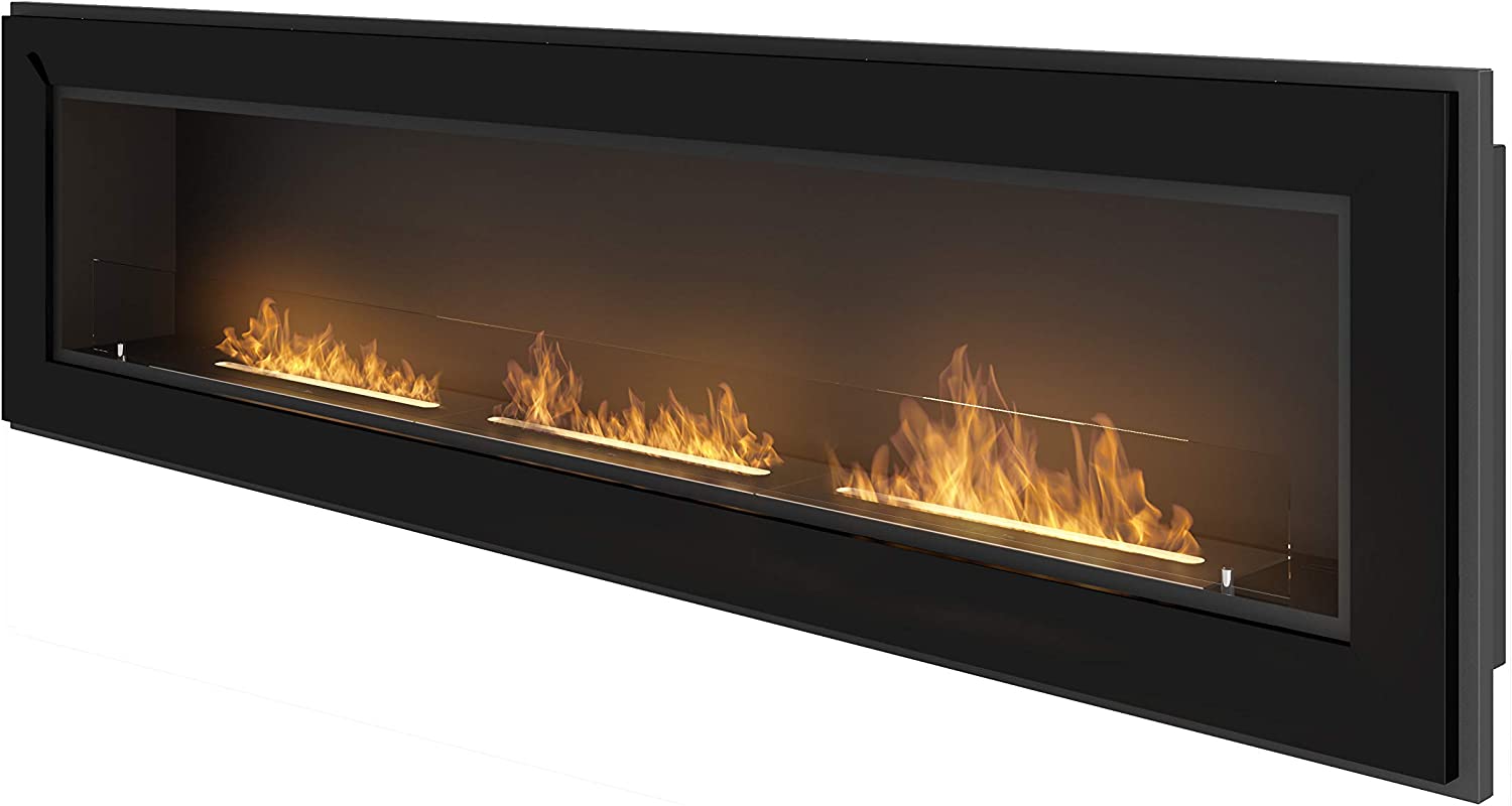 Lareira embutida a bioetanol Frame 1800 SimpleFire com vidro preto - 8