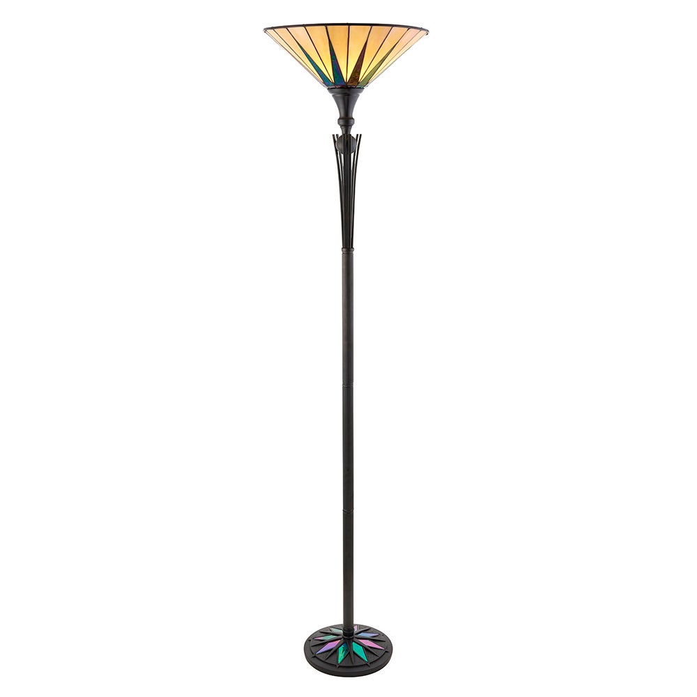 Lampa stojąca czarna gwiazda DARK STAR czarna 1xE27x20W szkło wym:175,5x42x42cm IP20 Tiffany