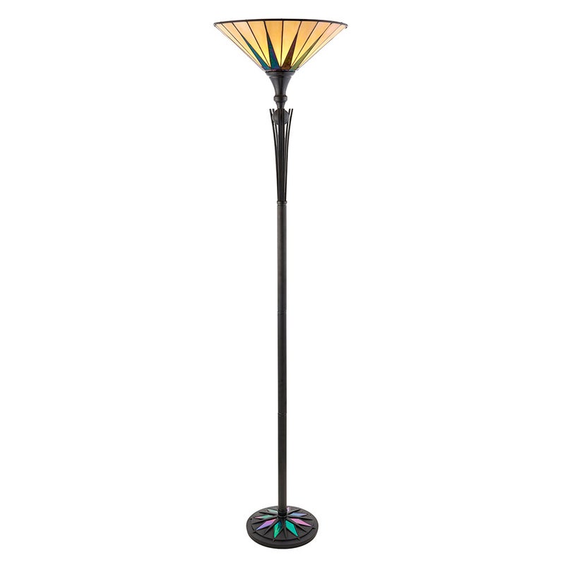 Lampa stojąca czarna gwiazda DARK STAR czarna 1xE27x20W szkło wym:175,5x42x42cm IP20 Tiffany