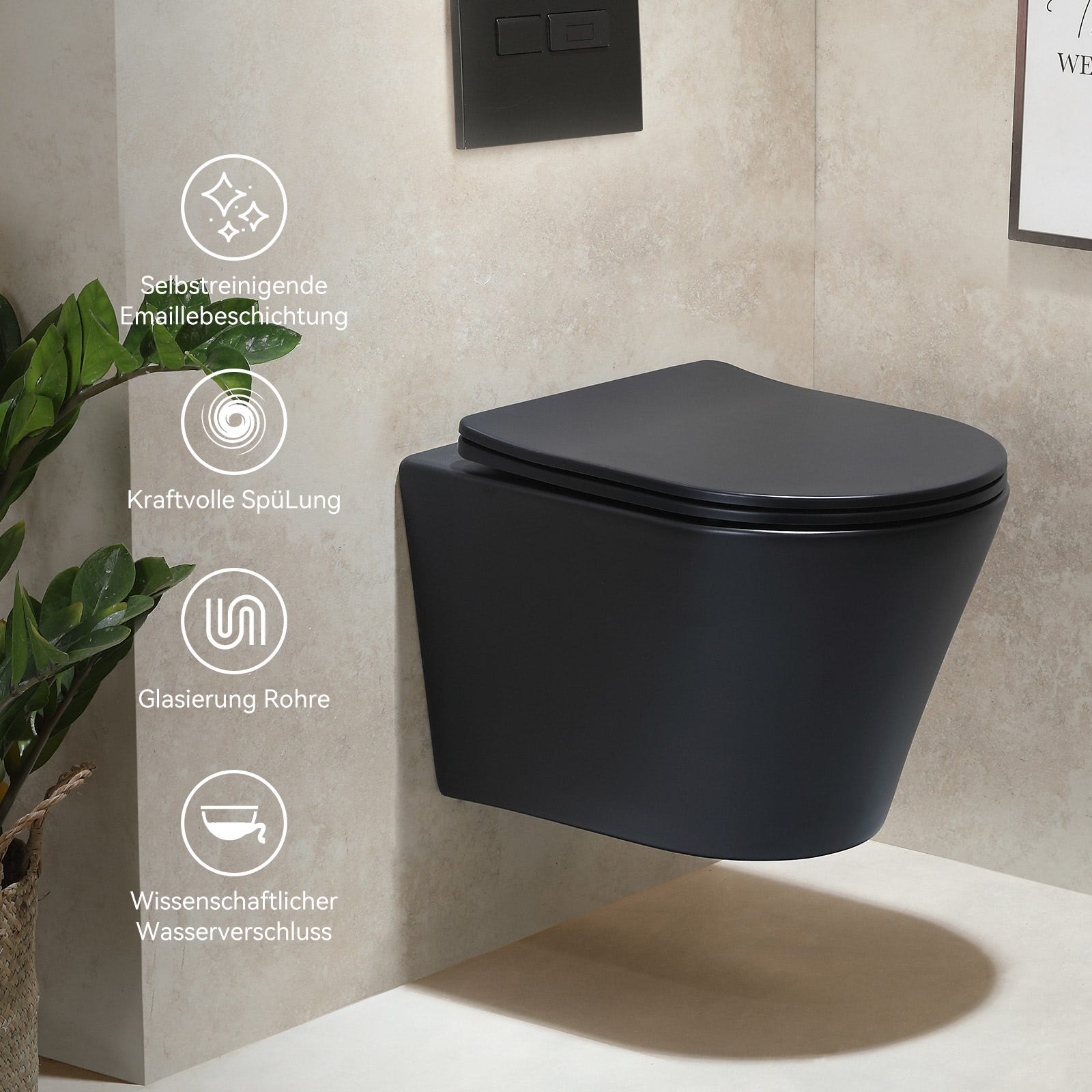 WC Da Parete Ceramico Con Coperchio Soft Close | Design Compatto E Risparmio Idrico - Foto 6