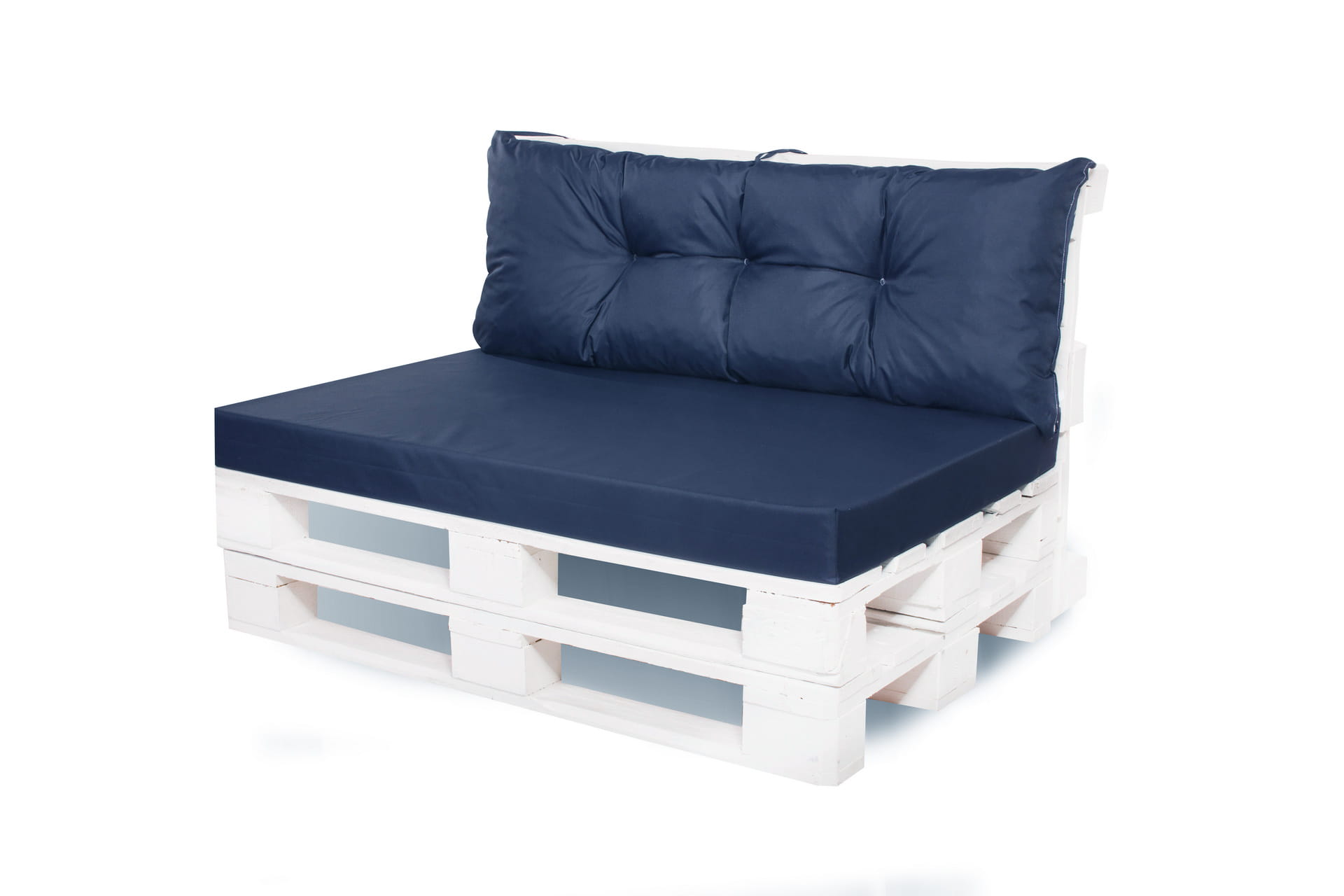 Cojín para palets, asiento 120x50 y respaldo 120x40cm color azul oscuro / cojín para sofá para palets jardín, cojín para palets europa