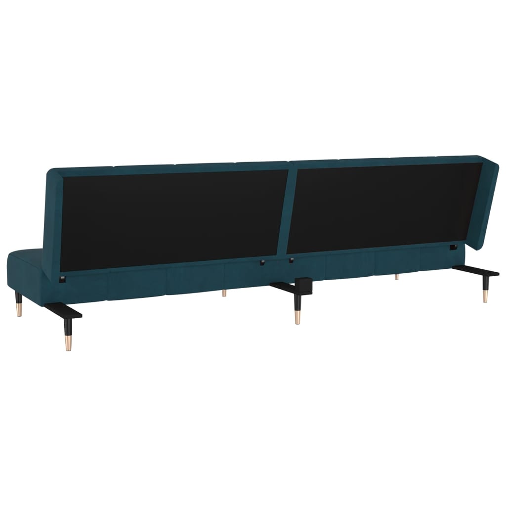Canapé-lit | Lit simple | Canapé convertible à 2 places Bleu Velours CFW62670 - 8