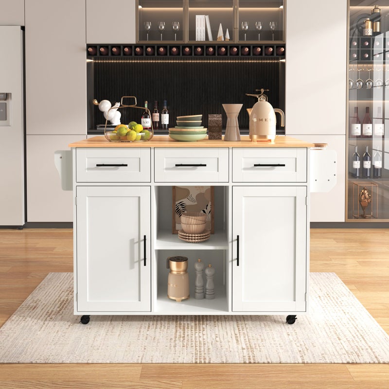 139x46(71)x91,5 cm Wózek jadalniany / kredens, biały, blat z litego drewna, kółka, wymienne nogi z litego drewna